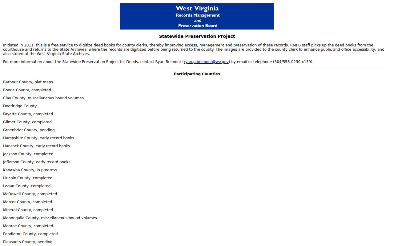 Wayne County deed records preservation project listing