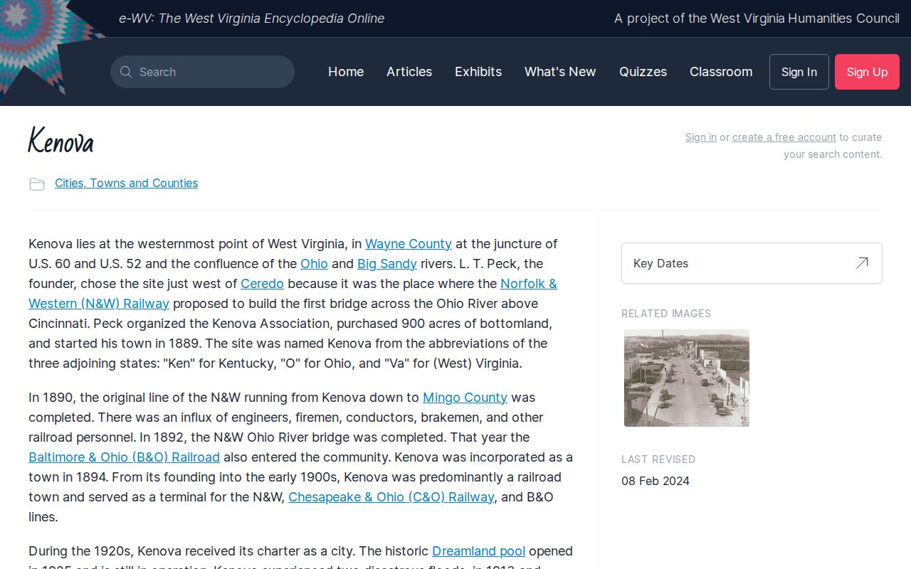 Kenova West Virginia history reference for interpreting older city property records